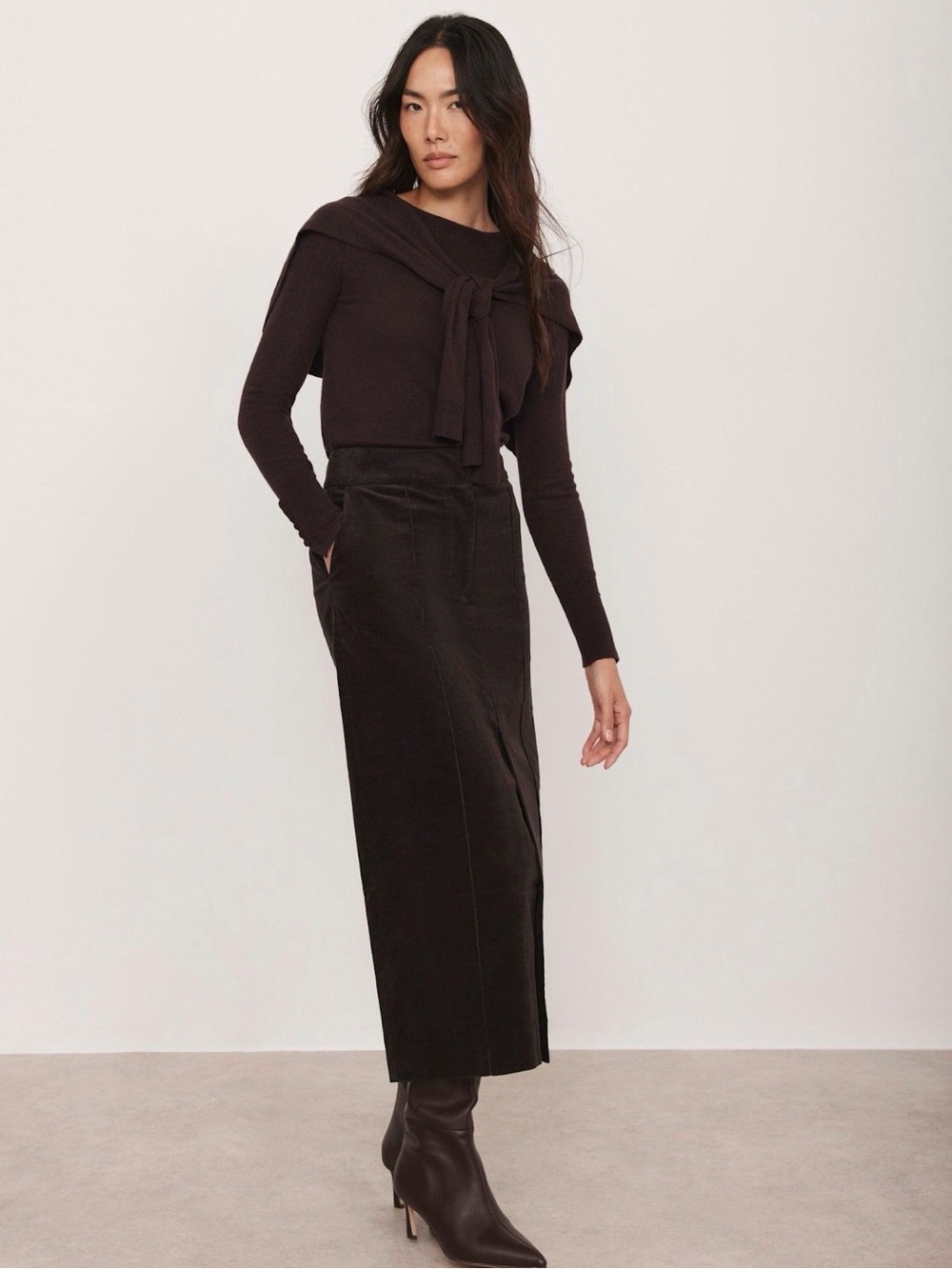 FRAME The Corduroy Midaxi Skirt in Espresso NWT Size 31 | MSRP $278 - Picture 2 of 7